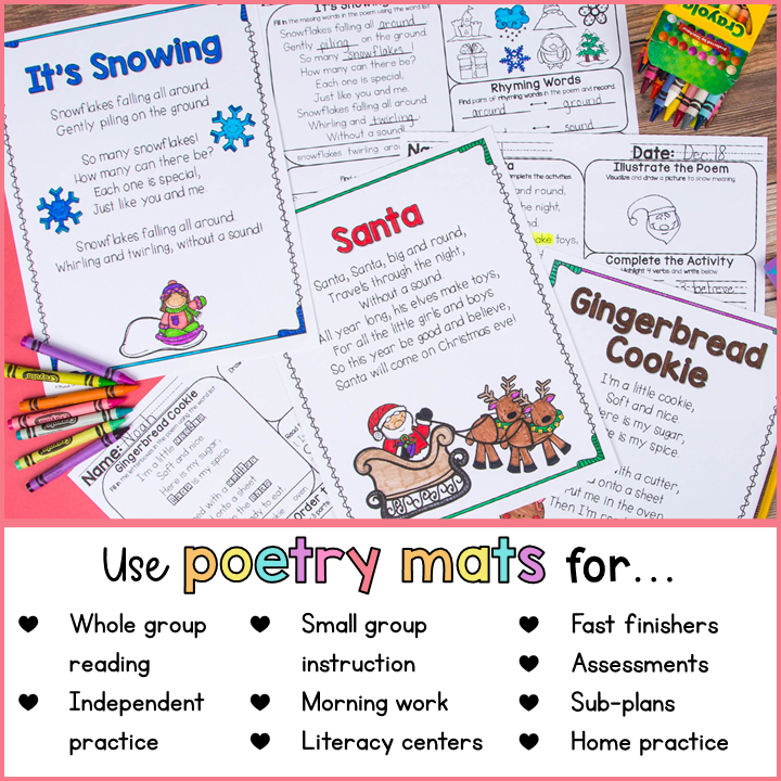 Poem of the Week Poetry Activity Mats for December