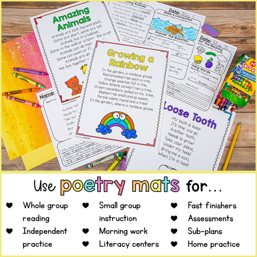 Poem of the Week Poetry Activity Mats for May