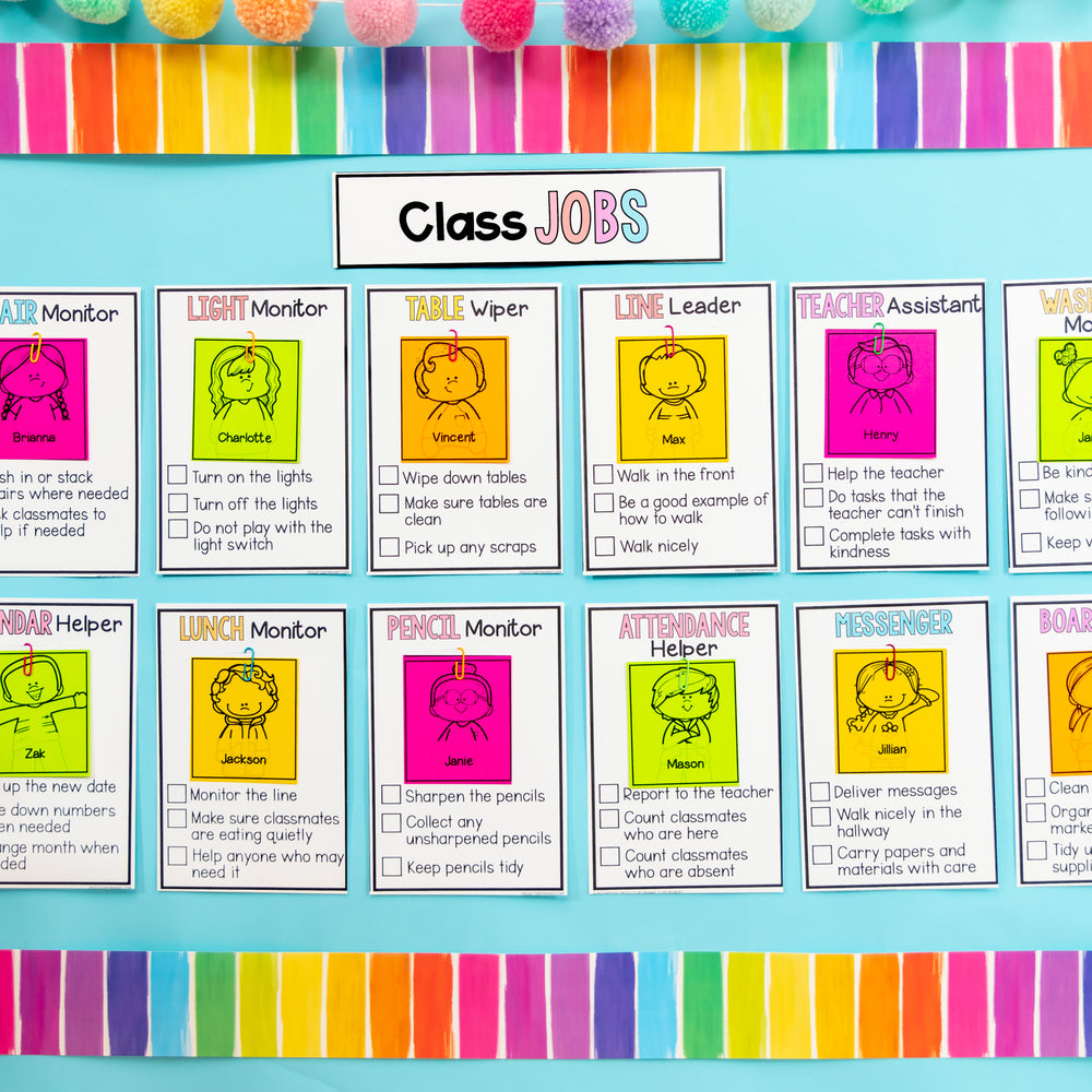 Class Roled Classroom Job Chart & Management System - Editable Student Jobs