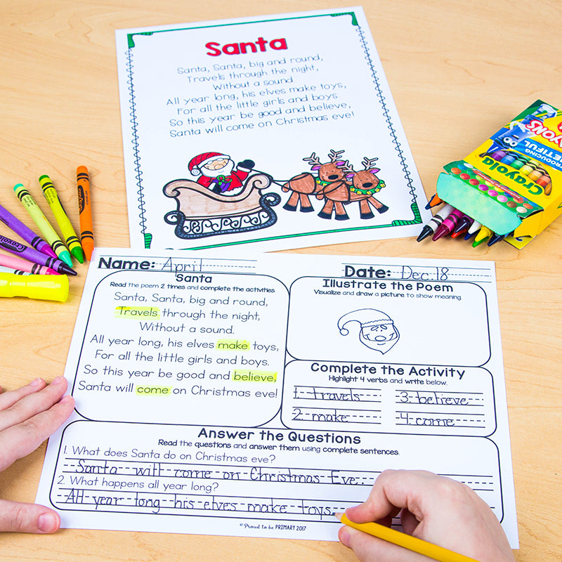 Poem of the Week Poetry Activity Mats for December – Proud to be Primary