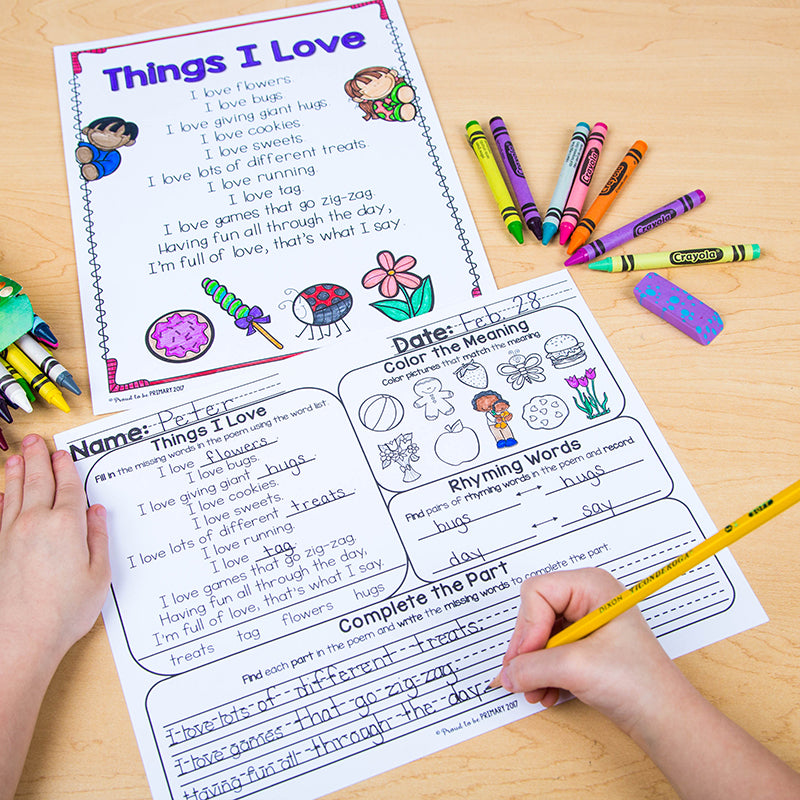 Poem of the Week Poetry Activity Mats for February