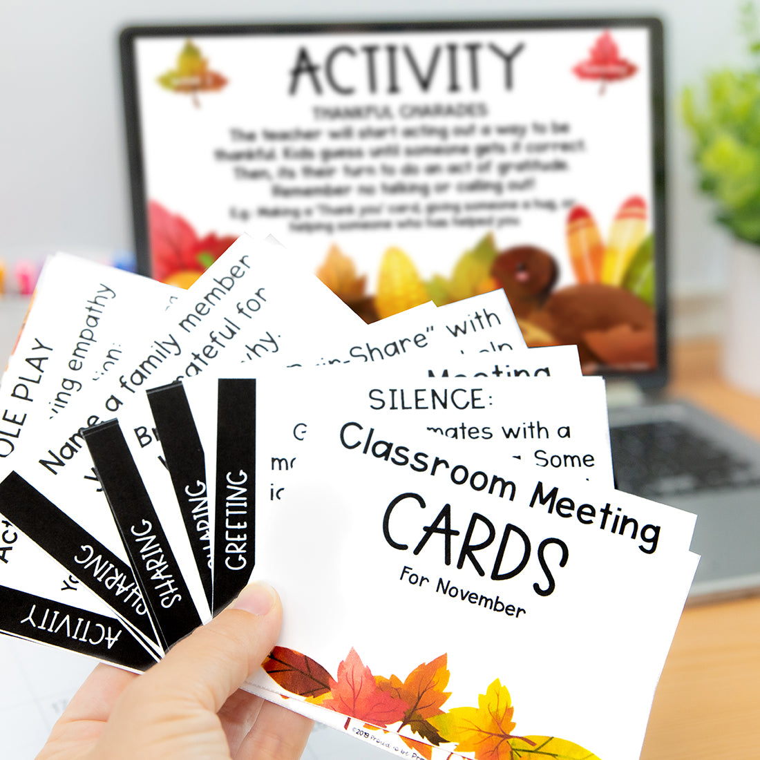 November Morning Meeting Slides - Activities, Question, Greetings - Thanksgiving