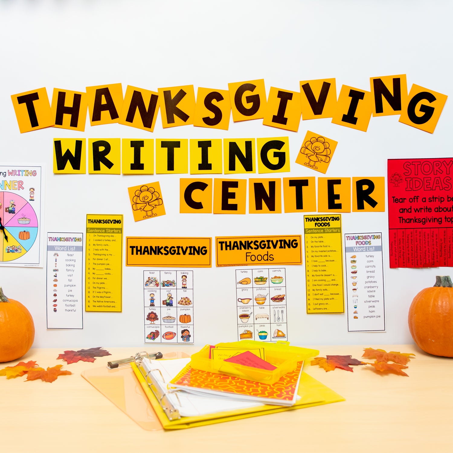 Fall Writing Center Prompts, Activities, Posters - Thanksgiving, Family