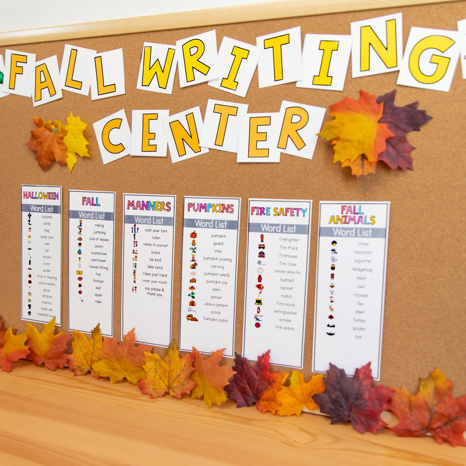 Fall Writing Center Prompts, Activities, Posters - Halloween, Fire Safety